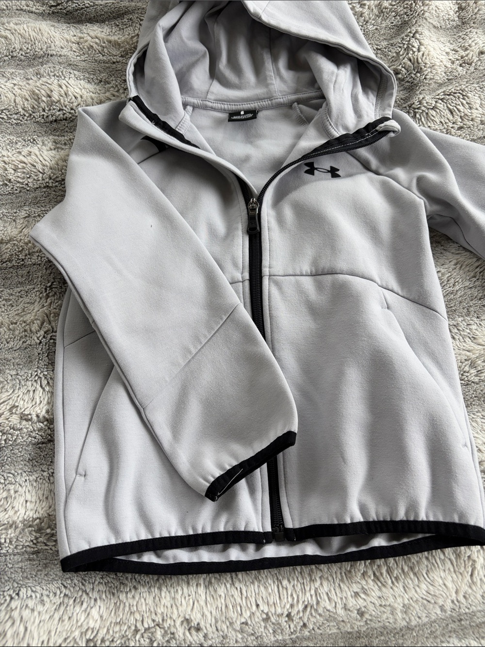 Under Armour Light Gray and Black Fleece Zip Hoodie